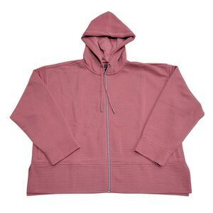 DKNY Women's Tech Pockets Full-Zip Soft Ottoman Hooded Jacket - Faded Rose